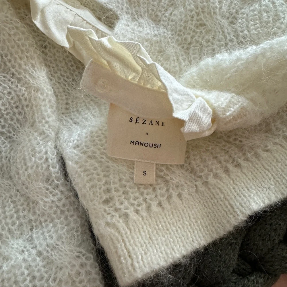 Sezane Cream Ruffle Sweater - Picture 3 of 5